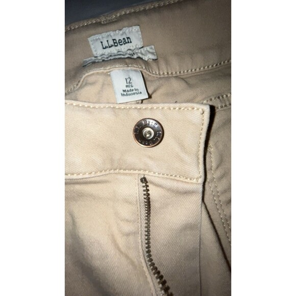 L.L. Bean Women’s Khaki Chino Work Pants Size 12 Straight Leg Cotton Blend - Picture 5 of 6